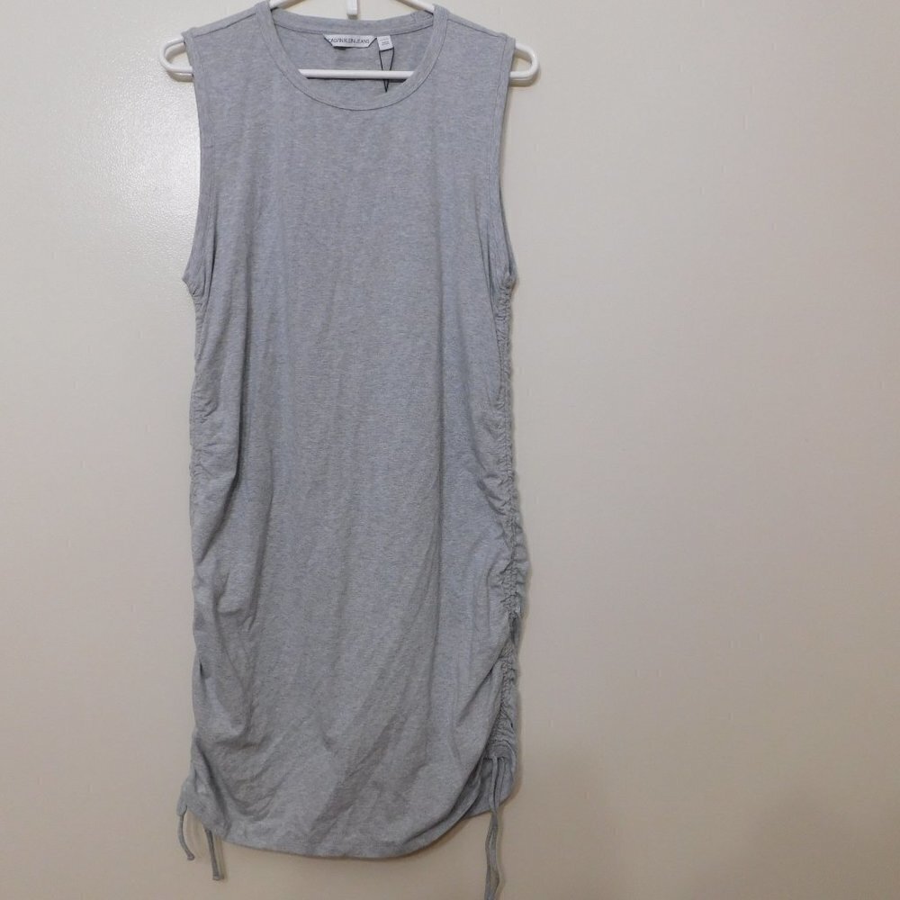 JR432 Calvin Klein Jeans Gray Cinched-Side Sleeveless Dress Size XL